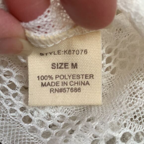 Designer Swimwear Lace Crochet Cover-up Kimono Wrap M white - Picture 9 of 10